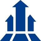 Blue arrows pointing upwards on black background.